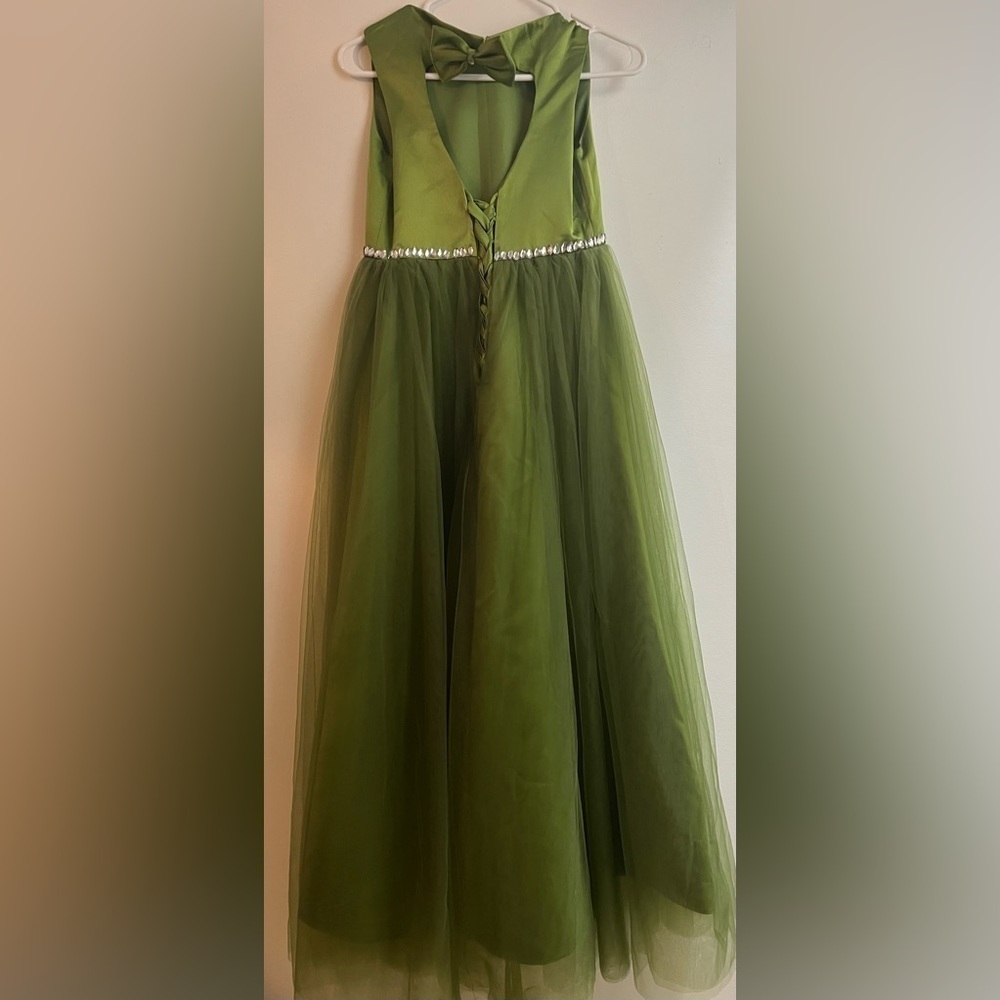 Green Tulle Girl’s Wedding Pageant Dress - Picture 6 of 8